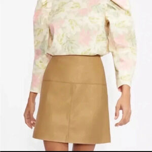 NWT Ted Baker Mini Skirt Size 3 US 8 9 Large Leather High Rise A Line Verium
